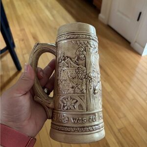 Rustic Tan Ceramic Beer Stein